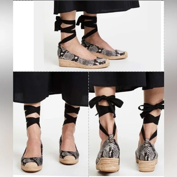 Tory Burch Heather Lace Wrap Up Espadrille Wedges - Size 6 - Picture 2 of 14